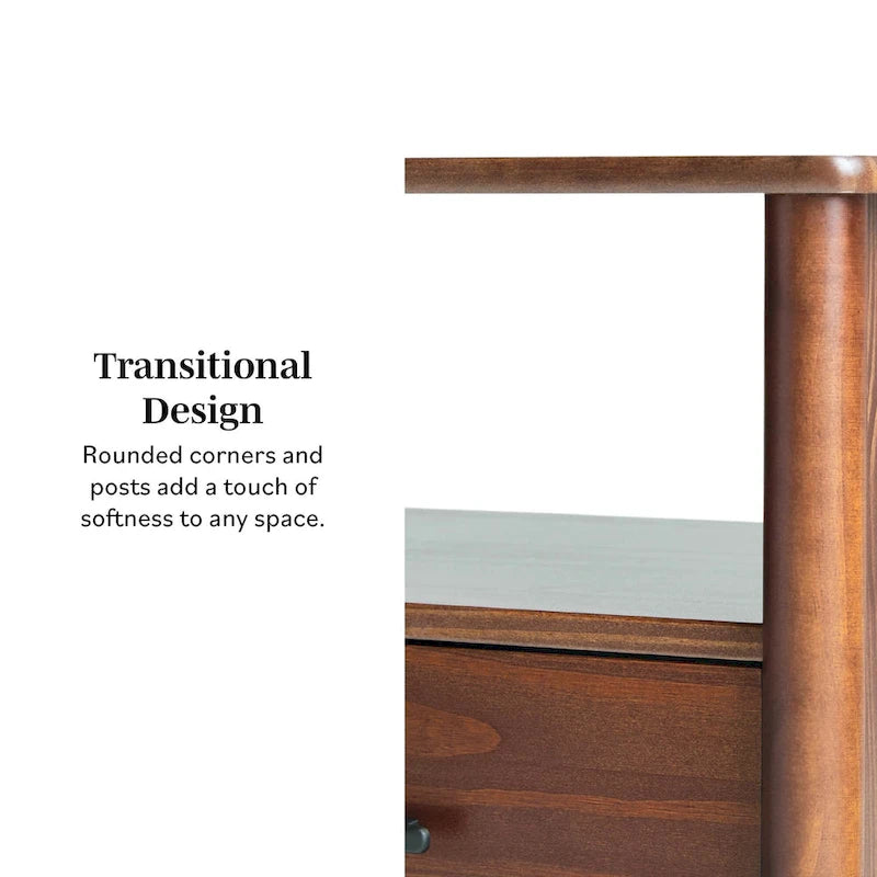 Table de chevet en bois massif à fuseaux, style Mid-Century Modern