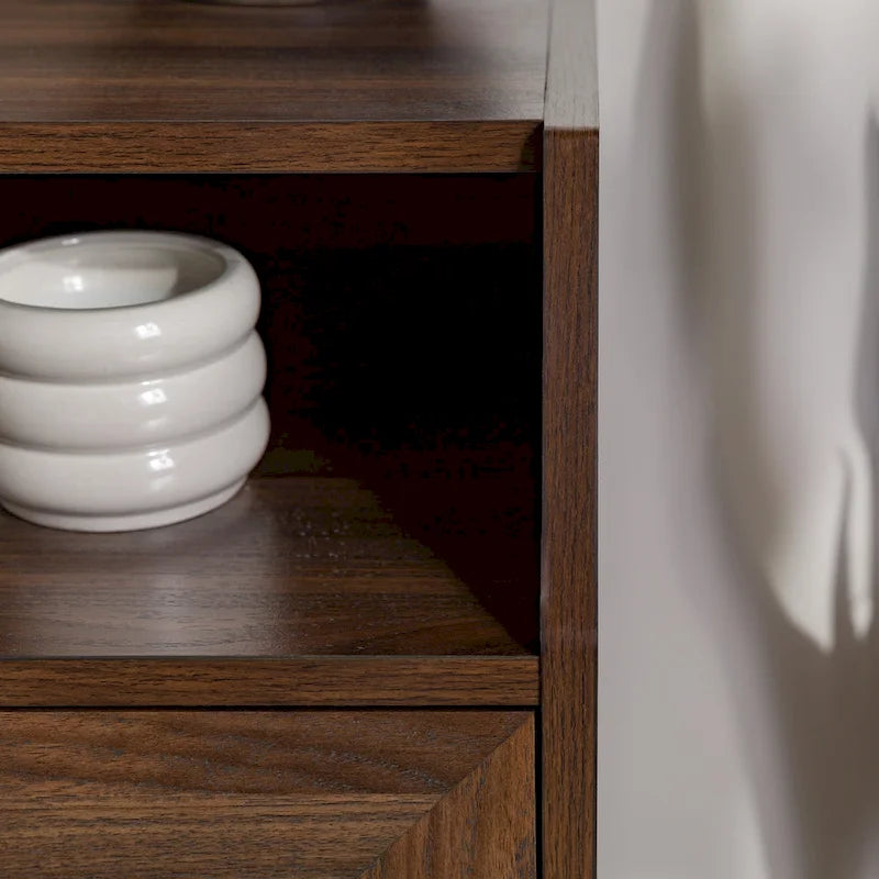 Table de chevet USB moderne avec deux tiroirs