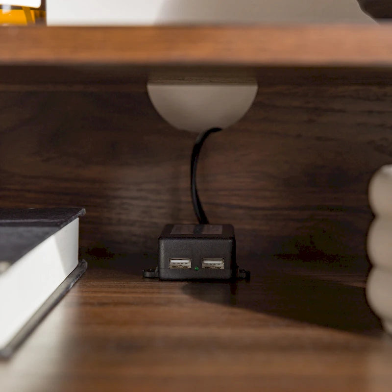 Table de chevet USB moderne avec deux tiroirs