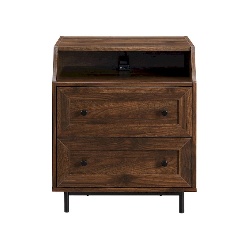 Table de chevet USB moderne avec deux tiroirs