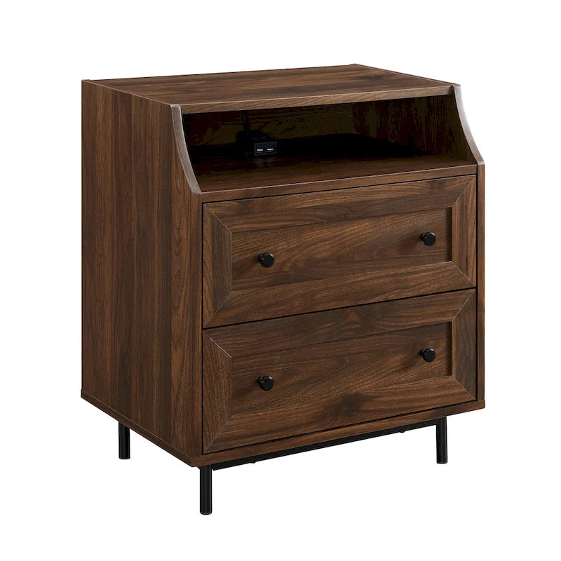 Table de chevet USB moderne avec deux tiroirs