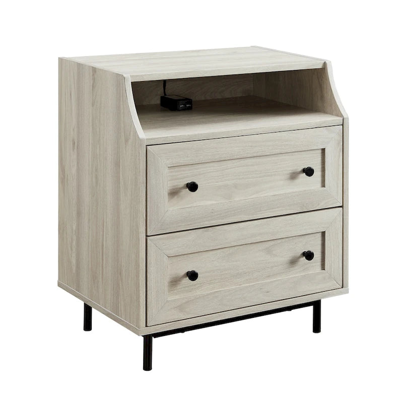 Table de chevet USB moderne avec deux tiroirs