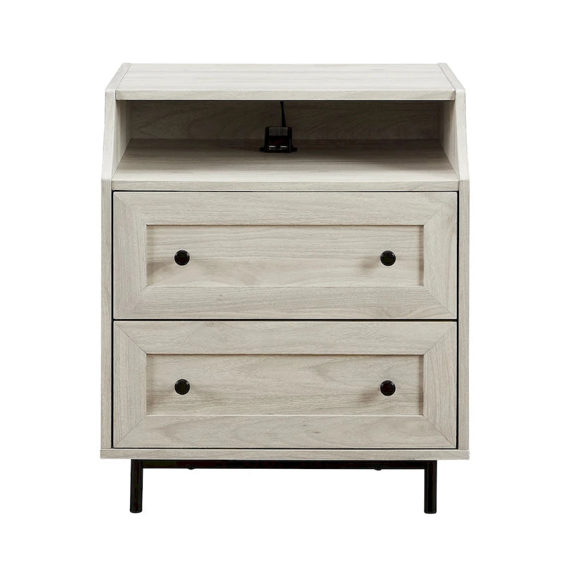 Table de chevet USB moderne avec deux tiroirs