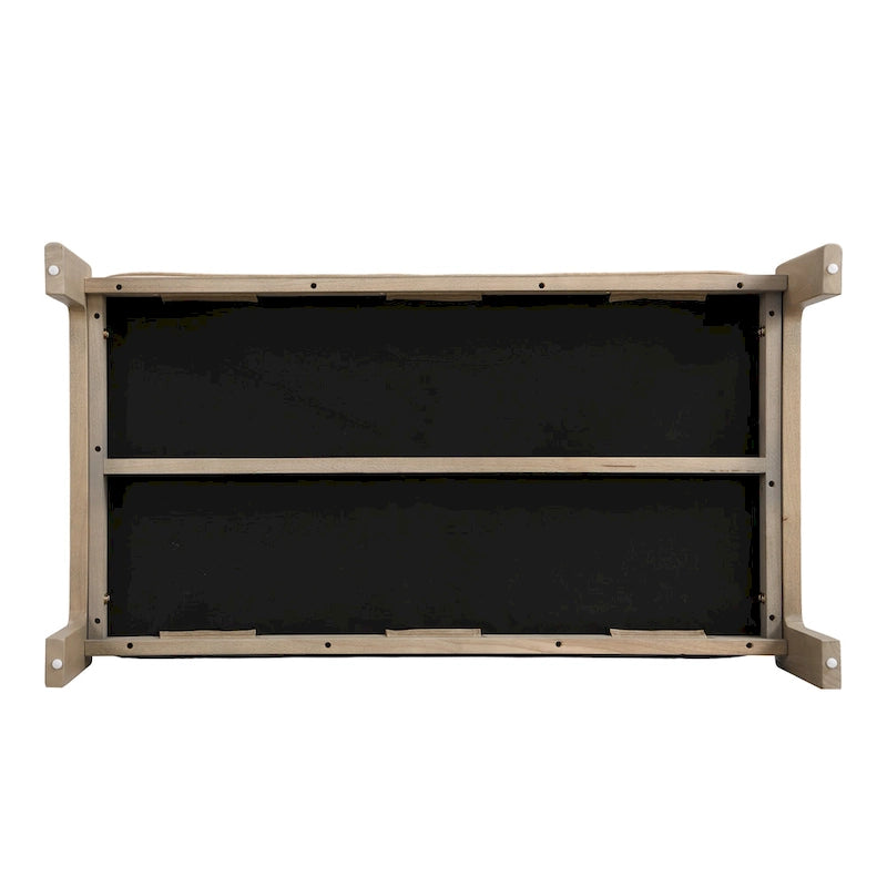 48.4 Table basse cocktail capitonnée rectangulaire, table basse en cuir avec cadre en bois d'hévéa