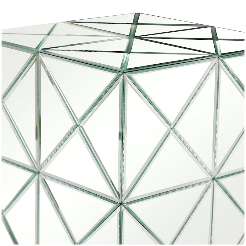 Table d'appoint en verre et miroir - Argent