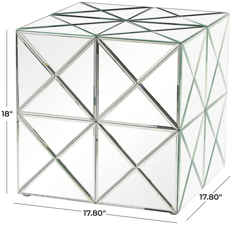 Table d'appoint en verre et miroir - Argent