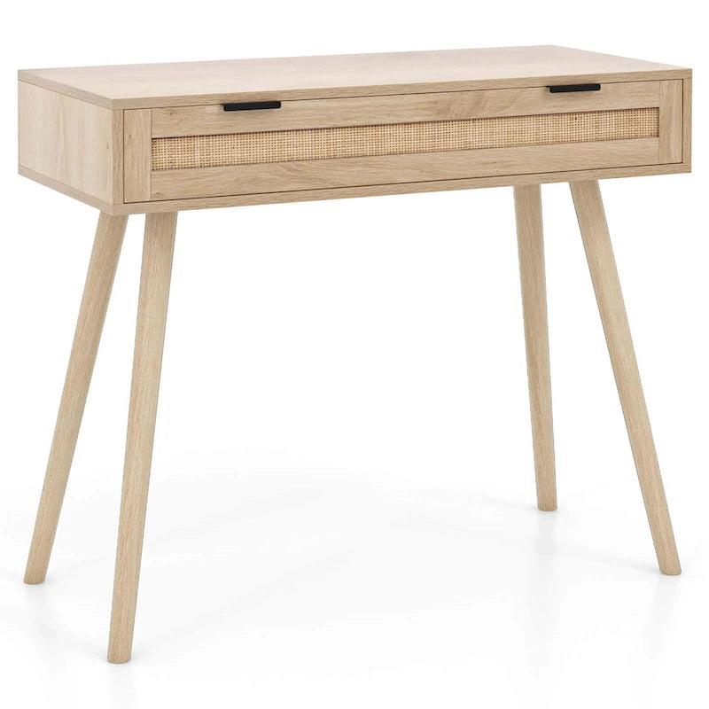 Console en rotin avec tiroir coulissant pour entrée
