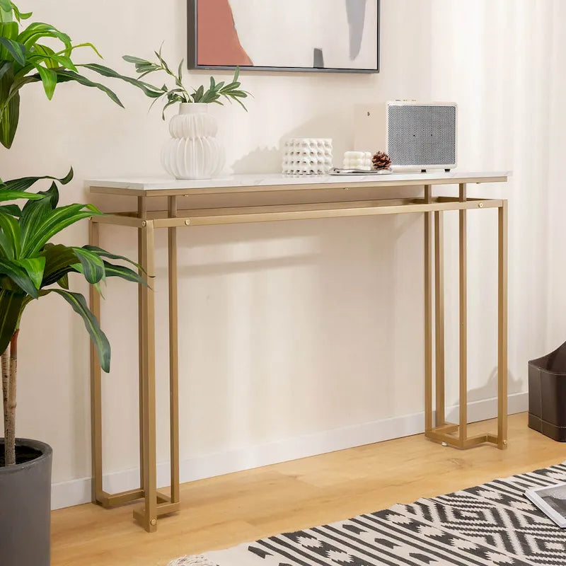 Console en faux marbre, table d'entrée moderne