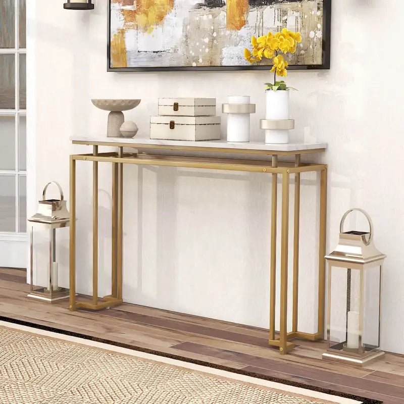Console en faux marbre, table d'entrée moderne