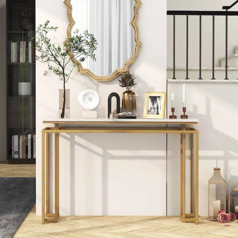 Console en faux marbre, table d'entrée moderne