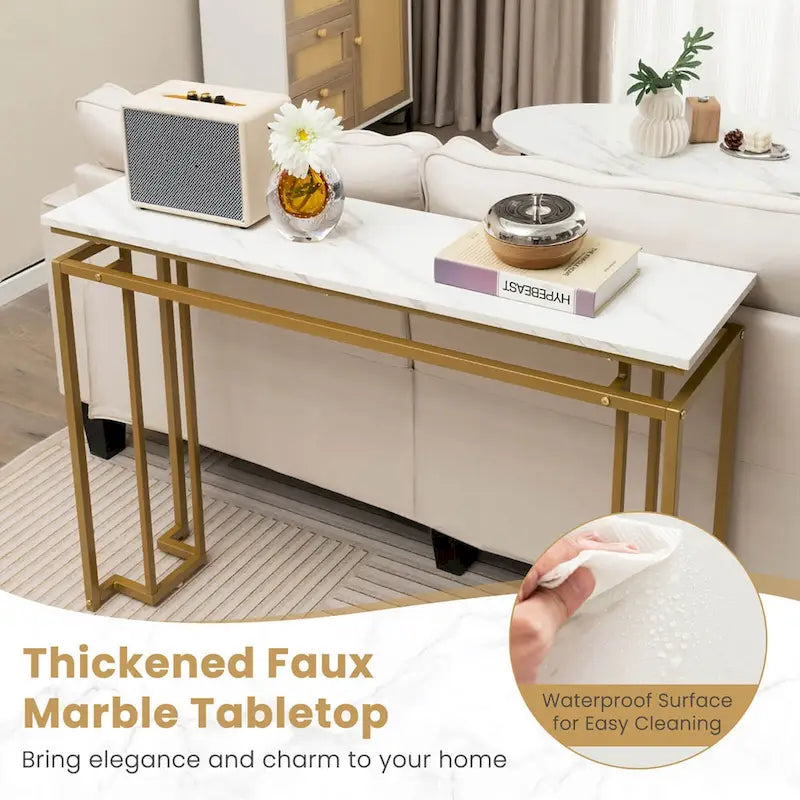 Console en faux marbre, table d'entrée moderne