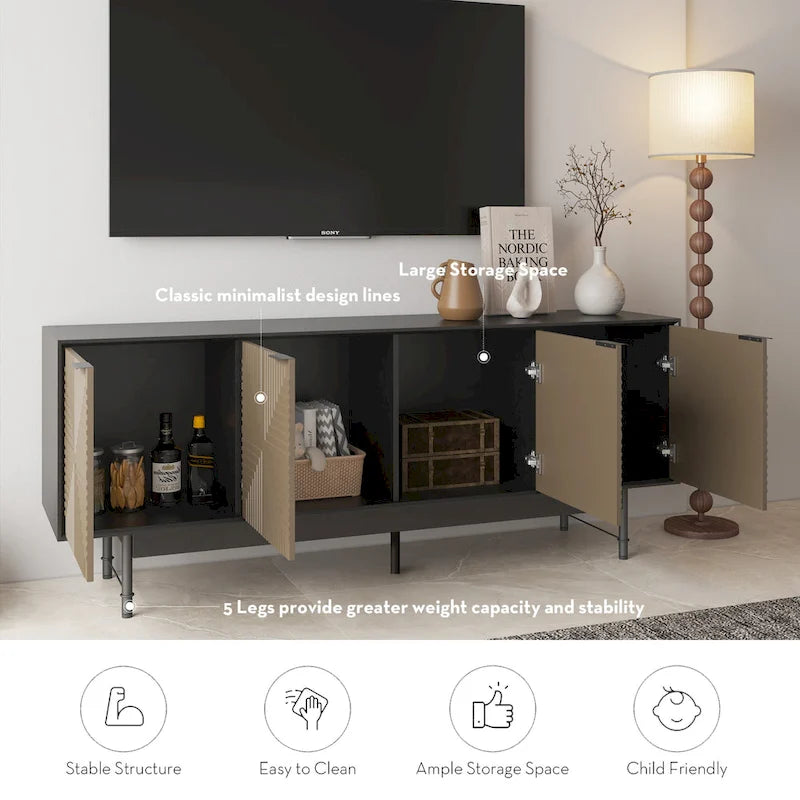 64.45 Meuble TV avec portes, style Mid-Century