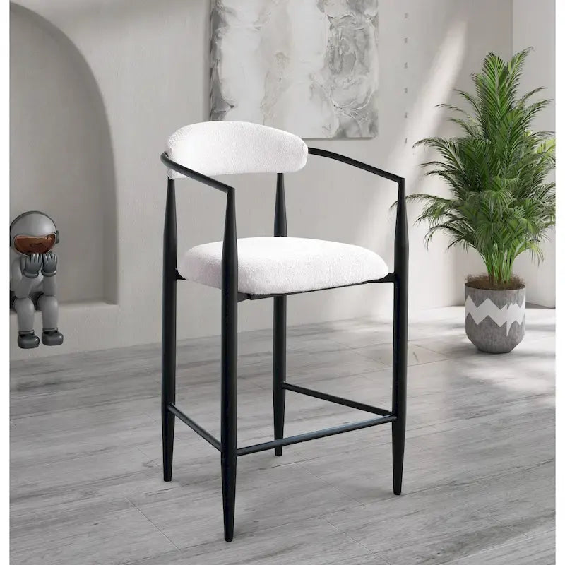 Tabourets de bar, chaises de comptoir avec dossier rembourré, chaises d'îlot de cuisine avec accoudoirs et pieds en métal