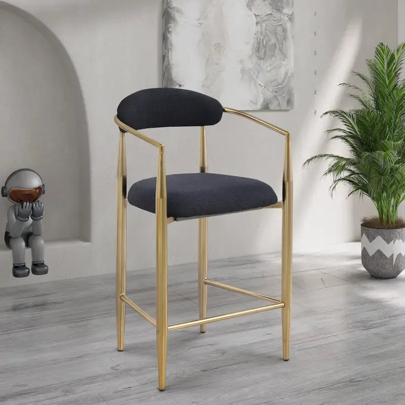 Tabourets de bar, chaises de comptoir avec dossier rembourré, chaises d'îlot de cuisine avec accoudoirs et pieds en métal