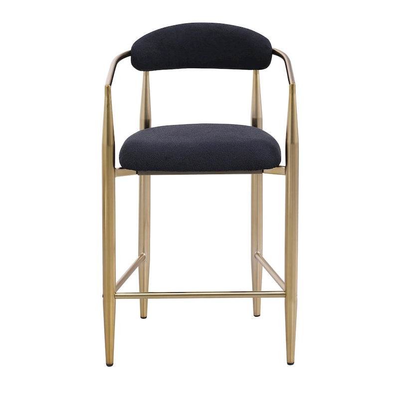 Tabourets de bar, chaises de comptoir avec dossier rembourré, chaises d'îlot de cuisine avec accoudoirs et pieds en métal