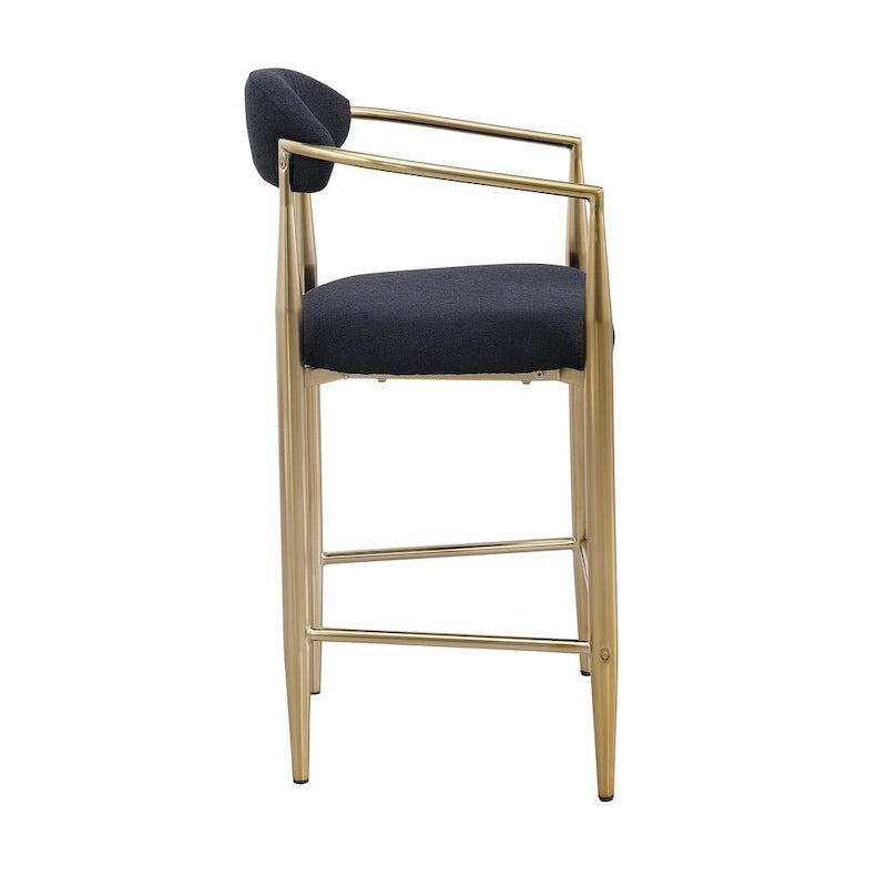 Tabourets de bar, chaises de comptoir avec dossier rembourré, chaises d'îlot de cuisine avec accoudoirs et pieds en métal