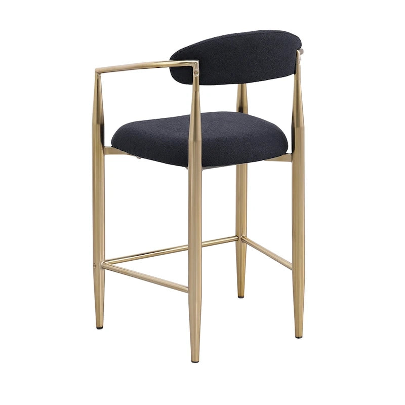 Tabourets de bar, chaises de comptoir avec dossier rembourré, chaises d'îlot de cuisine avec accoudoirs et pieds en métal