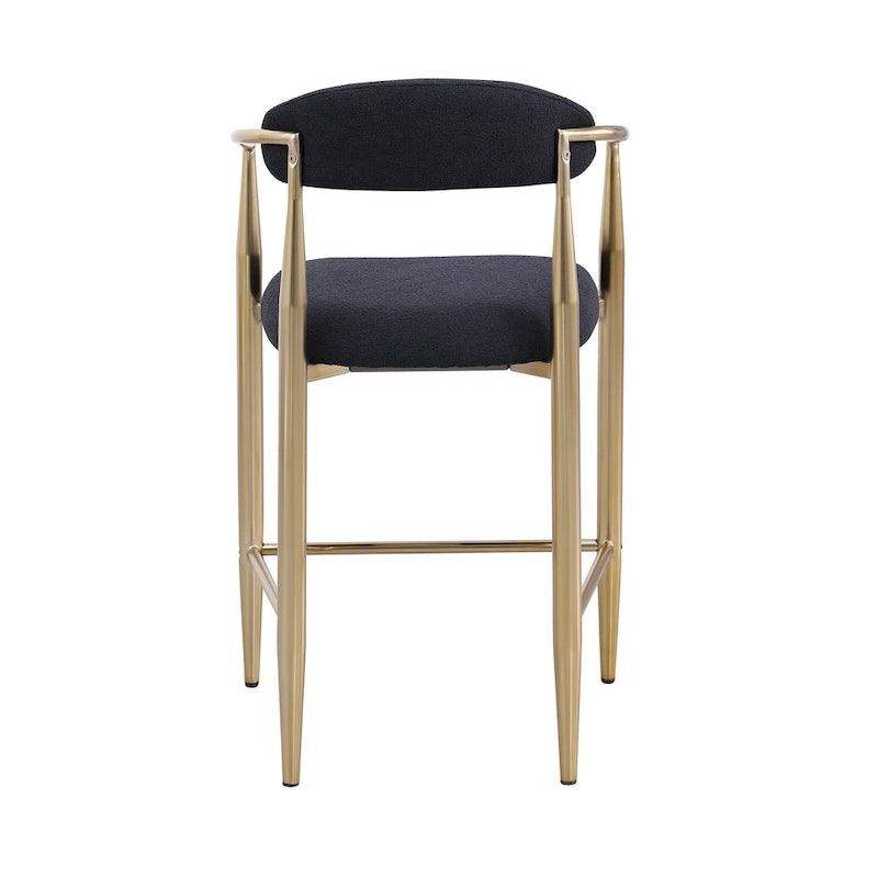 Tabourets de bar, chaises de comptoir avec dossier rembourré, chaises d'îlot de cuisine avec accoudoirs et pieds en métal