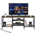 Meuble TV en bois avec station de recharge, étagères de rangement, meuble TV pour centre de divertissement