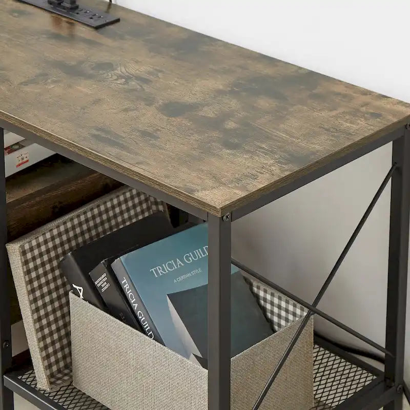 Meuble TV en bois avec station de recharge, étagères de rangement, meuble TV pour centre de divertissement