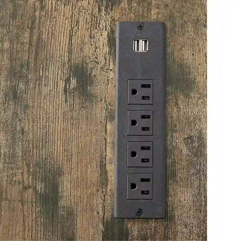Meuble TV en bois avec station de recharge, étagères de rangement, meuble TV pour centre de divertissement