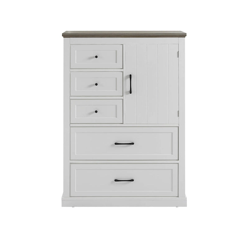 Commode de monsieur à 5 tiroirs de style campagnard, Grande commode, Meuble de rangement pour salon