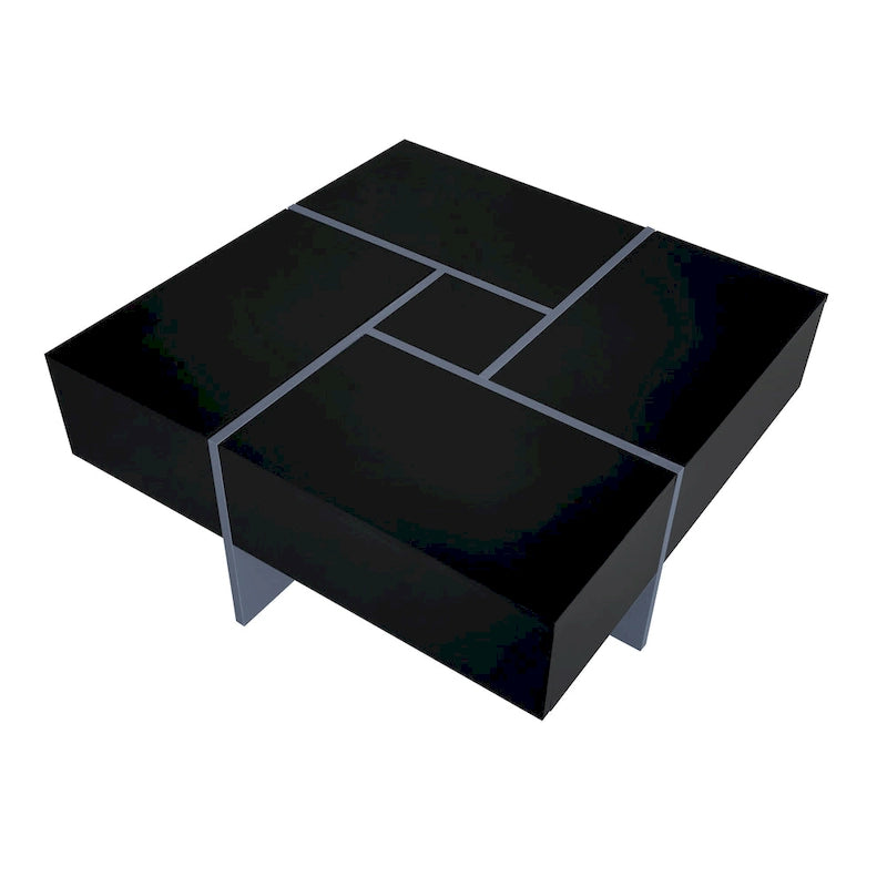 Table basse design moderne et tendance avec rangement dissimulé - 80 x 80 x 35 cm