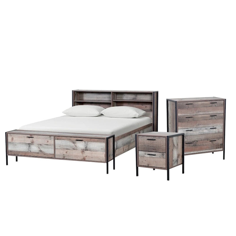 Commode 4 tiroirs avec cadre et pieds en métal