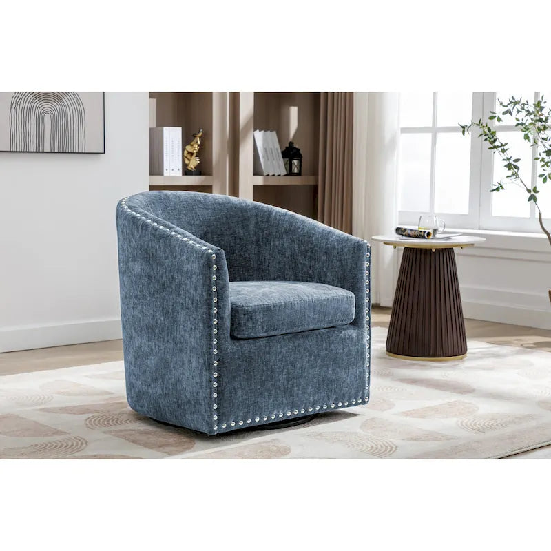 Fauteuil pivotant rond en tissu
