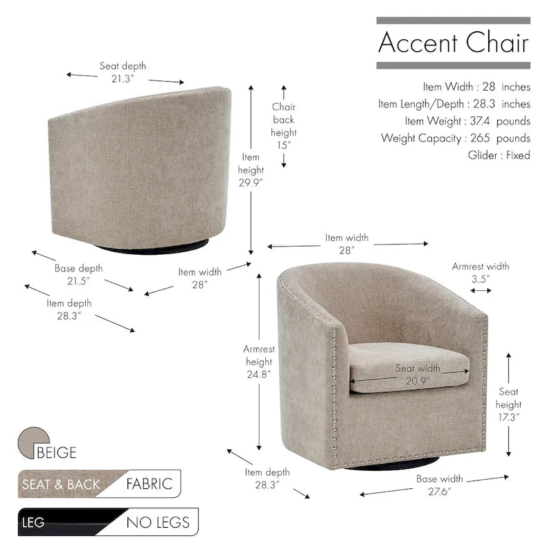 Fauteuil pivotant rond en tissu