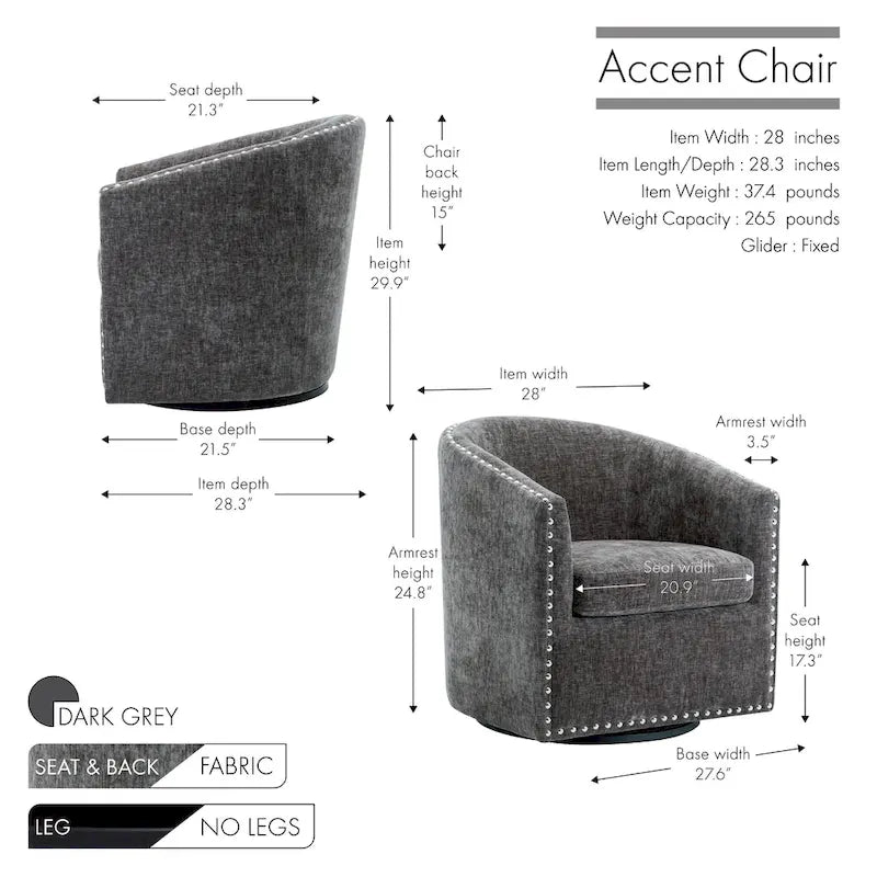 Fauteuil pivotant rond en tissu