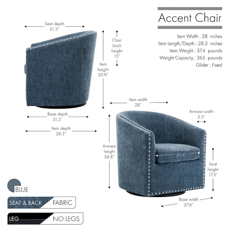 Fauteuil pivotant rond en tissu
