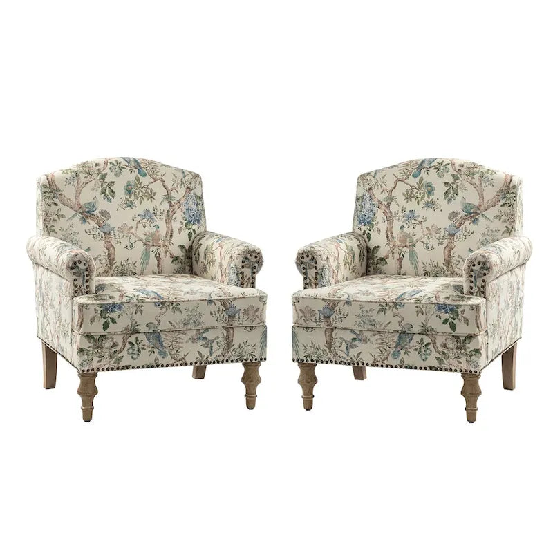 Fauteuil de ferme clouté avec accoudoirs roulés