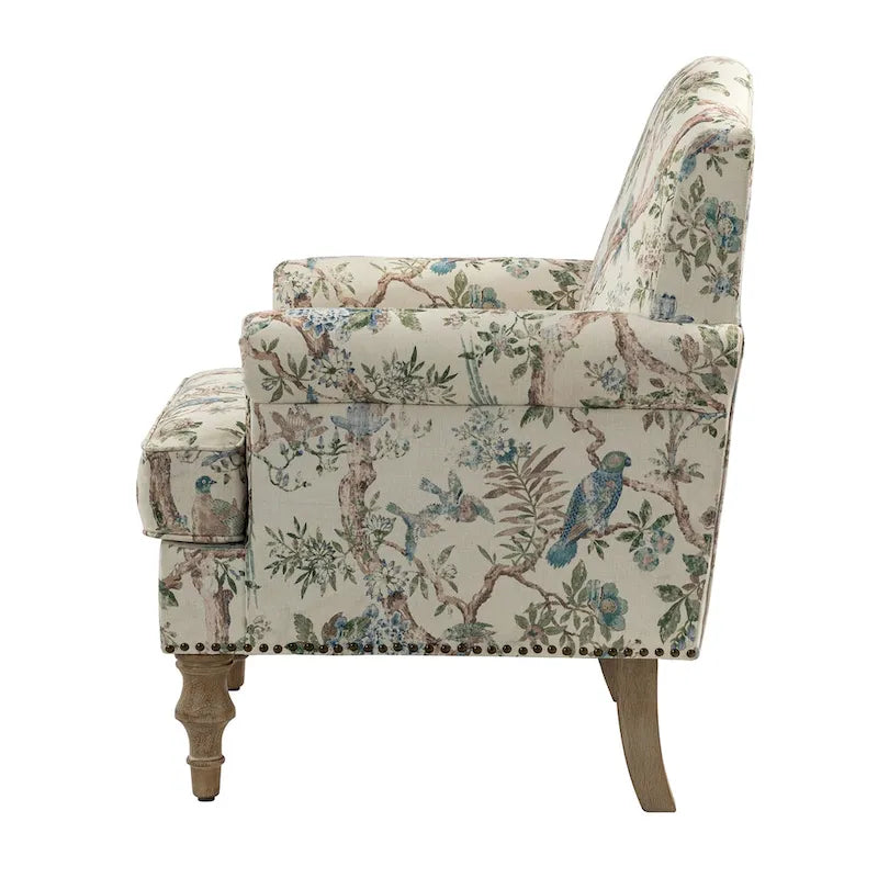 Fauteuil de ferme clouté avec accoudoirs roulés