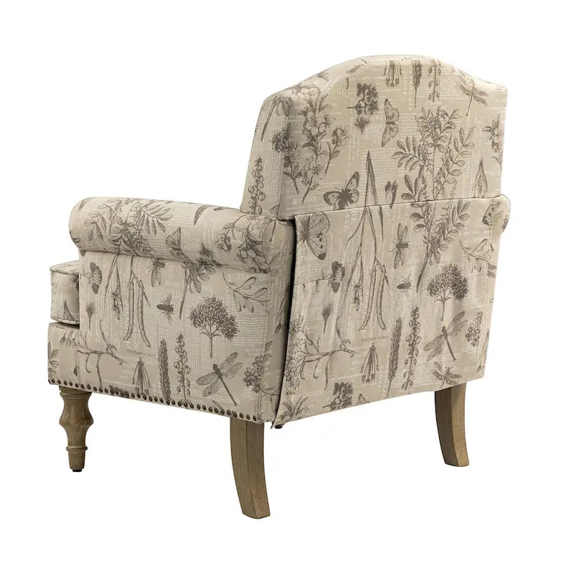 Fauteuil de ferme clouté avec accoudoirs roulés