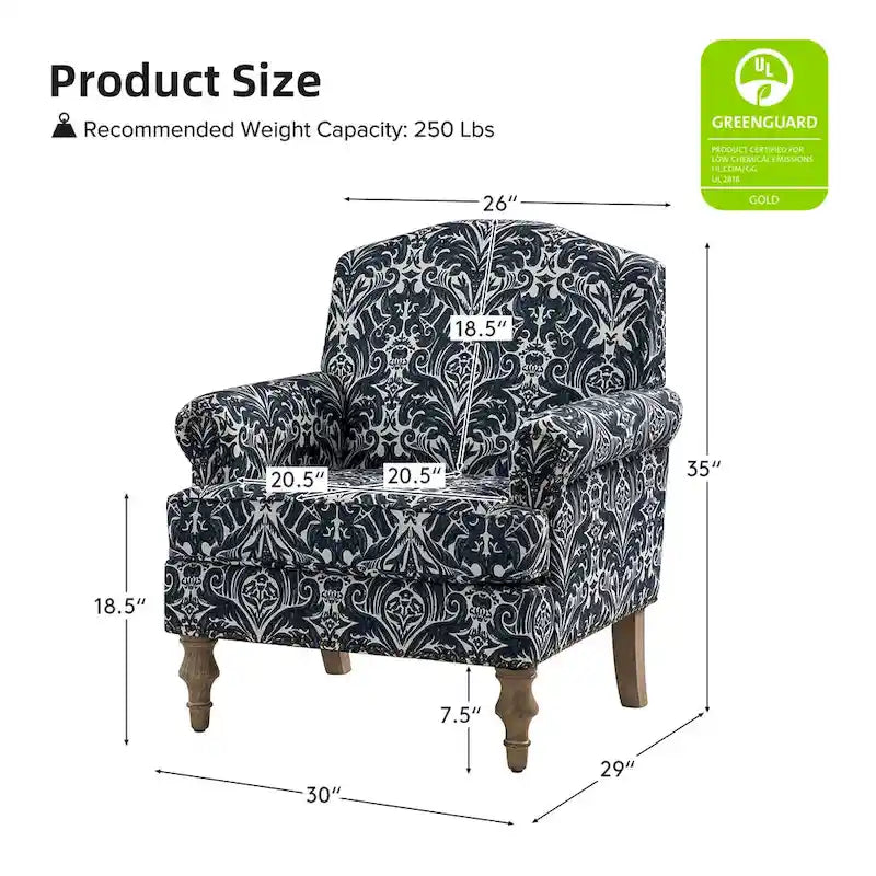Fauteuil de ferme clouté avec accoudoirs roulés