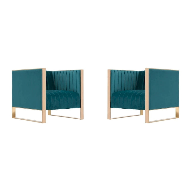 Fauteuil d'appoint en velours Comfort Trillium avec cadre doré