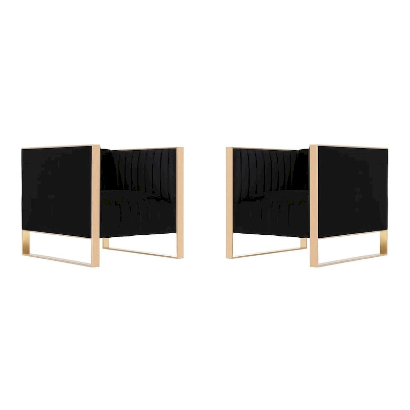 Fauteuil d'appoint en velours Comfort Trillium avec cadre doré