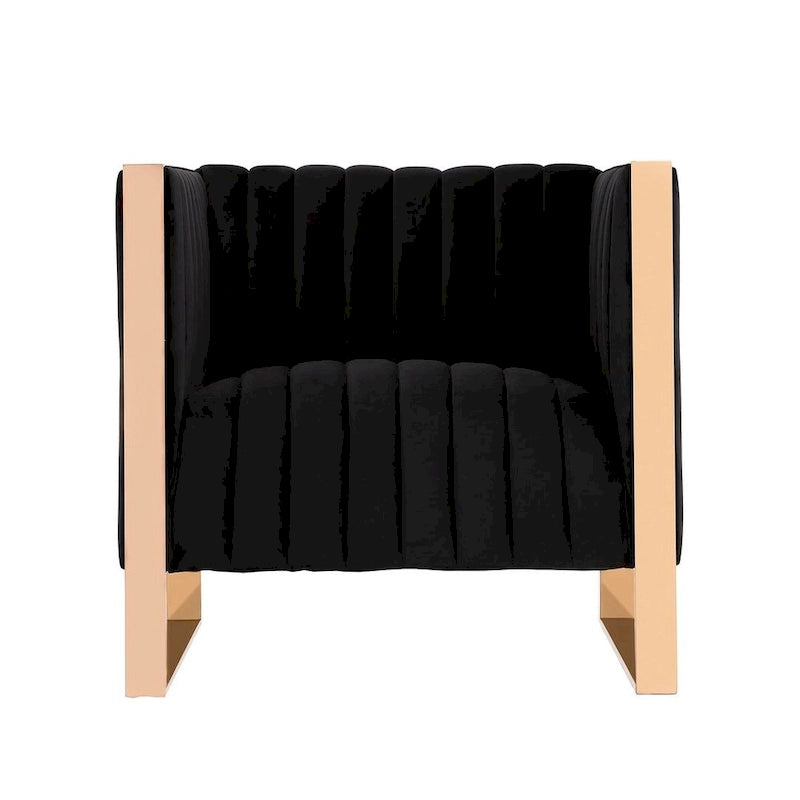 Fauteuil d'appoint en velours Comfort Trillium avec cadre doré