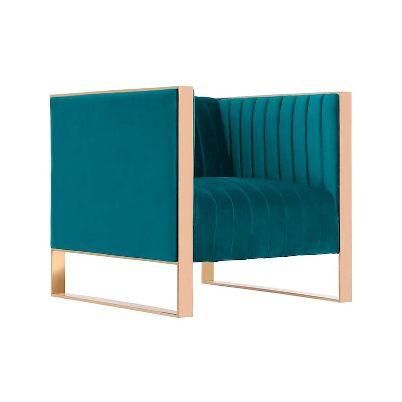 Fauteuil d'appoint en velours Comfort Trillium avec cadre doré