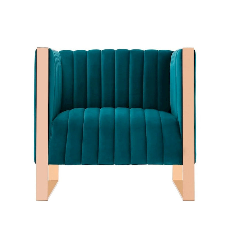 Fauteuil d'appoint en velours Comfort Trillium avec cadre doré