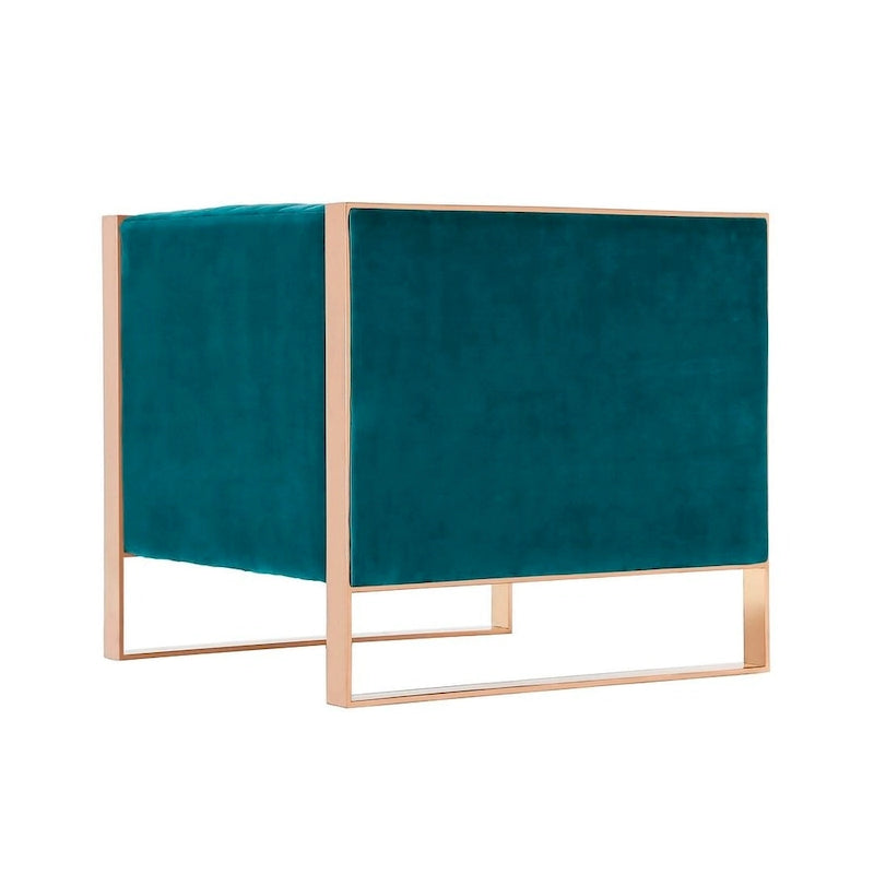 Fauteuil d'appoint en velours Comfort Trillium avec cadre doré