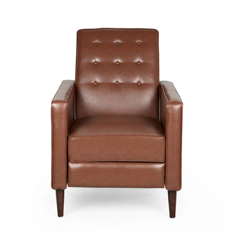Fauteuil inclinable capitonné en similicuir style Mid-Century