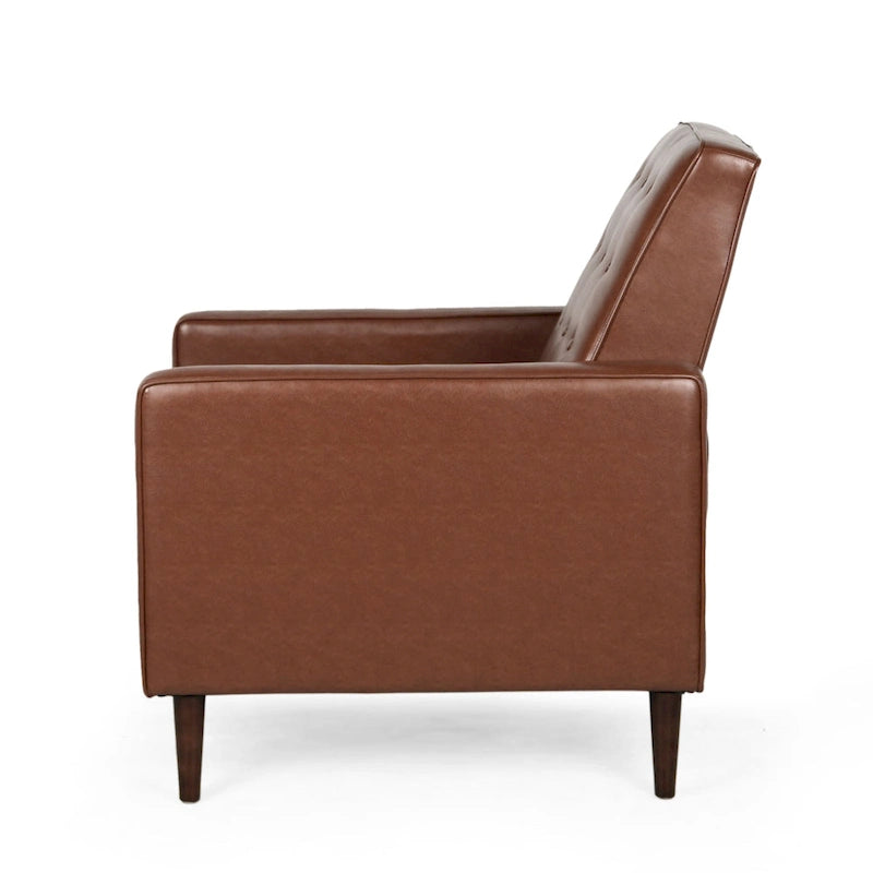 Fauteuil inclinable capitonné en similicuir style Mid-Century