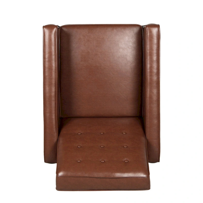 Fauteuil inclinable capitonné en similicuir style Mid-Century