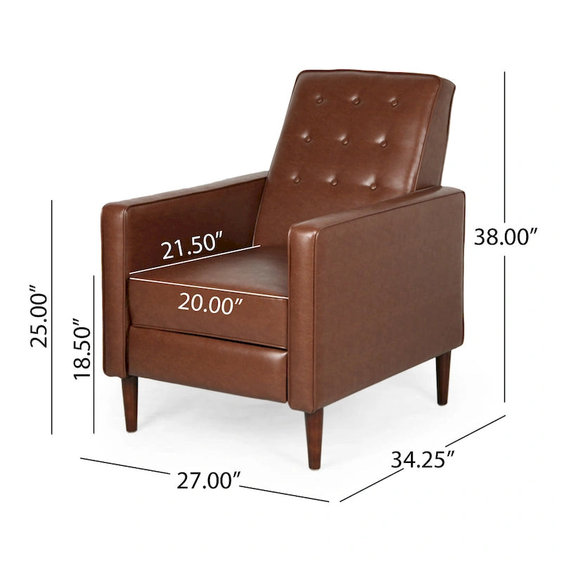 Fauteuil inclinable capitonné en similicuir style Mid-Century