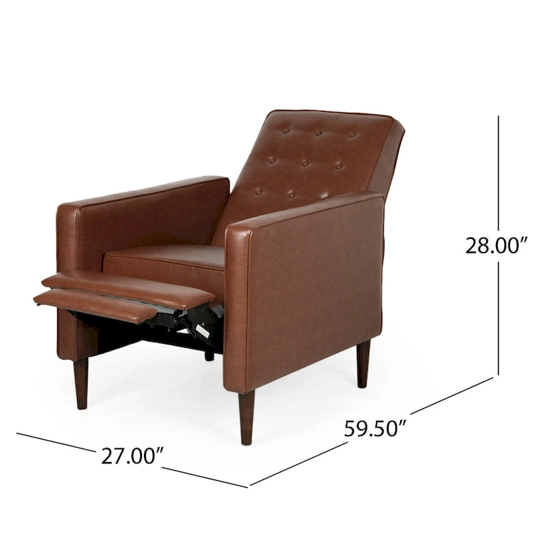 Fauteuil inclinable capitonné en similicuir style Mid-Century