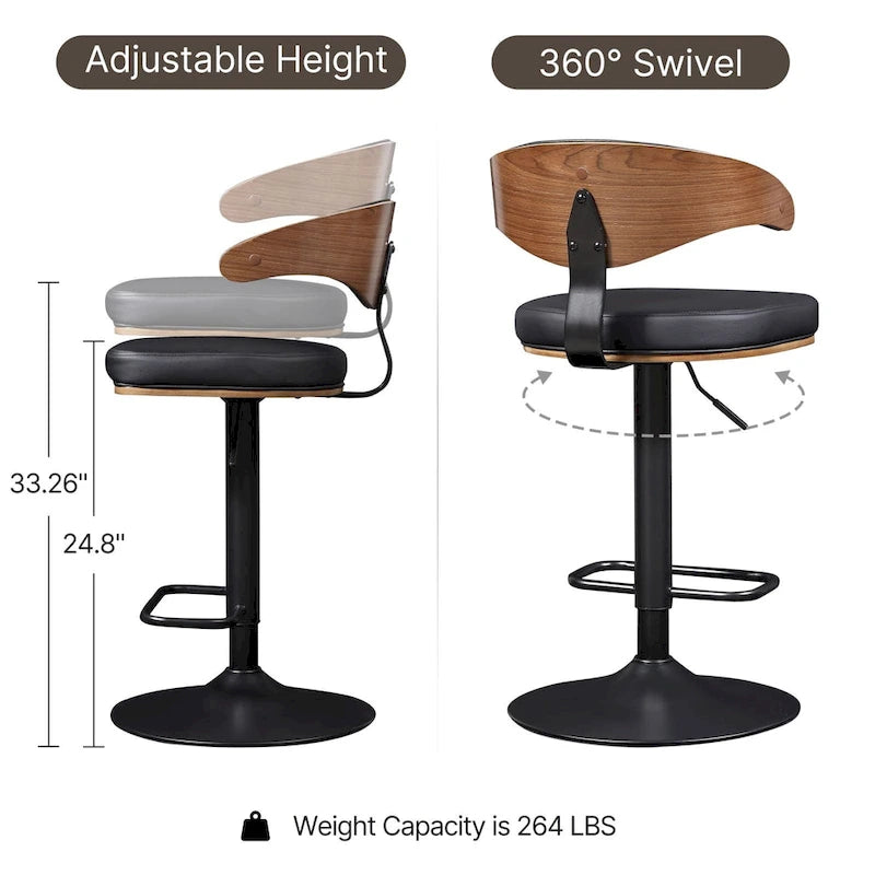 Tabourets de bar pivotants et réglables