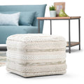 Pouf carré à motif tissé artisanal