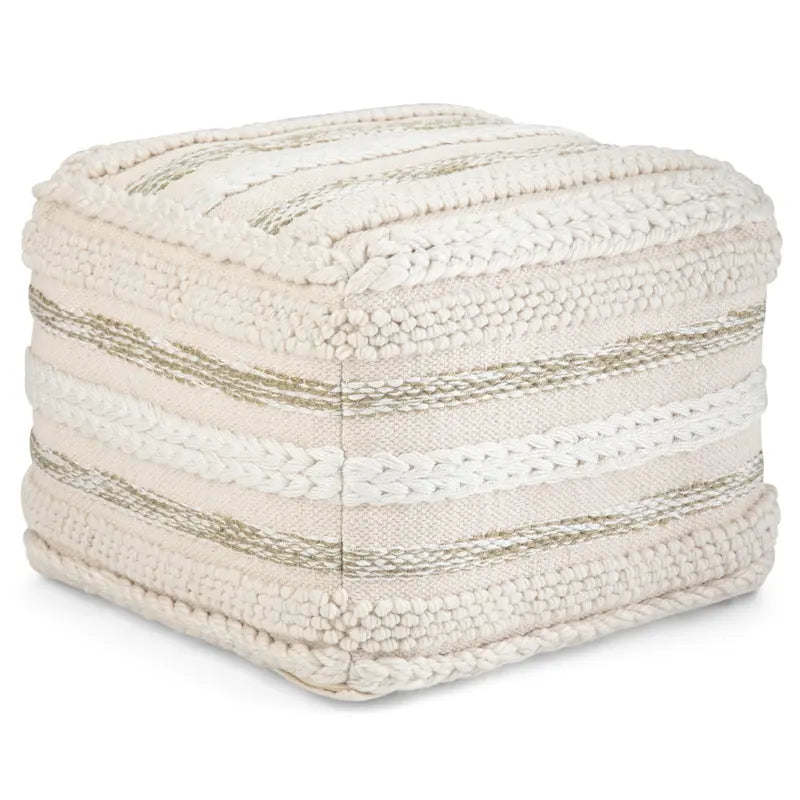 Pouf carré à motif tissé artisanal